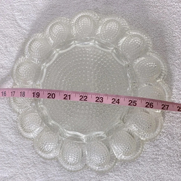 Vintage Indiana Clear Glass Hobnail Deviled Egg Platter Tray Dish - Picture 11 of 11